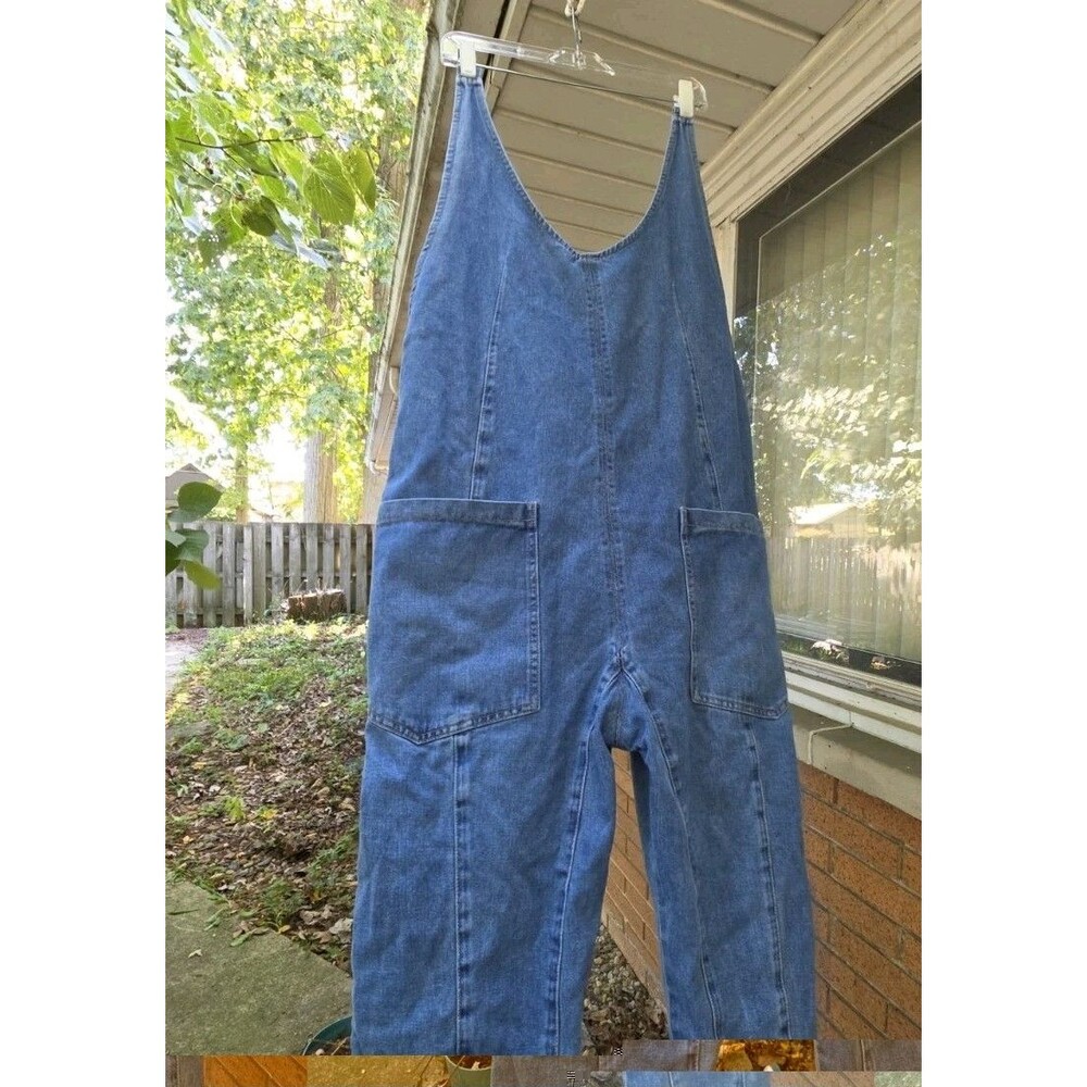 Happily Grey Denim Utility Jumpsuit H/G Brand Size XL Blue Jean Coveralls